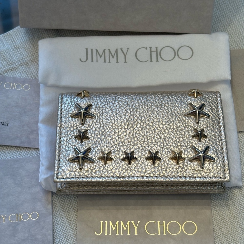 Jimmy Choo Metallic Wallet with Gold Star Accents